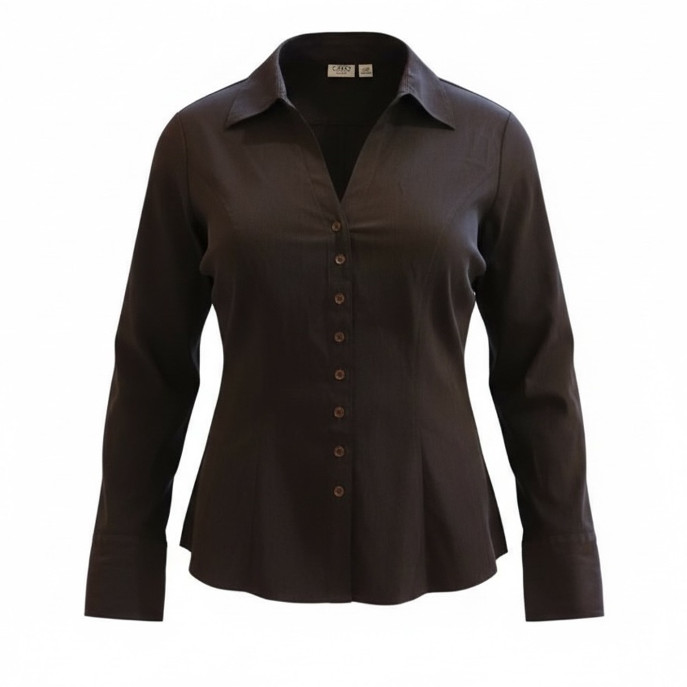 Dark Brown Button Down Long Sleeve Shirt Size 14/16W